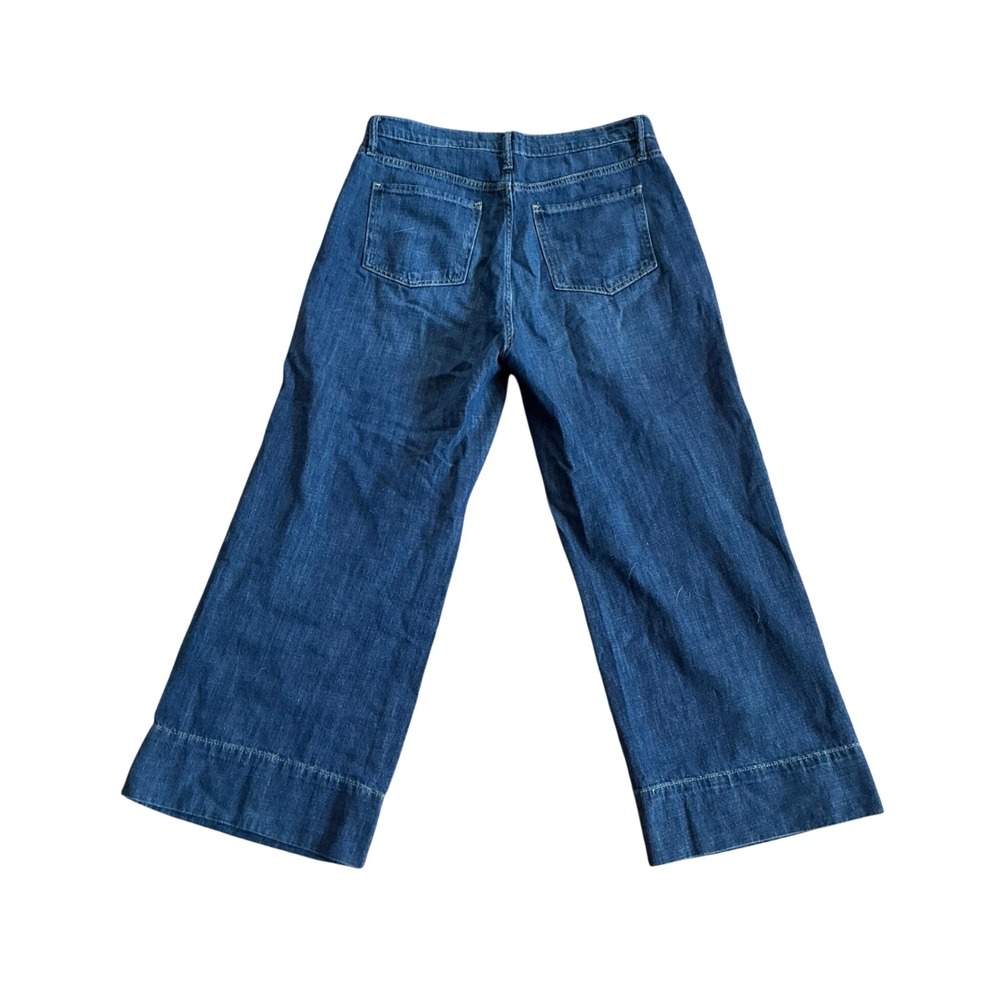 Gap Denim Womens 10/30S High Rise Wide-Leg Jeans Medium Wash Blue Cotton Short - Picture 3 of 4